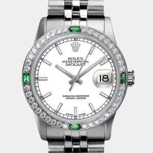 Rolex Customised White Diamond Stainless Steel Datejust 68274 Automatic Women's Wristwatch 31mm