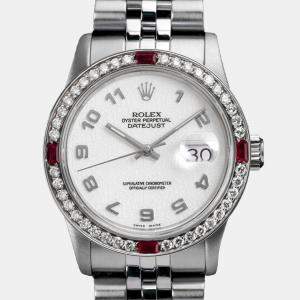 Rolex Customised Ivory Diamond Stainless Steel Datejust 68274 Automatic Women's Wristwatch 31mm