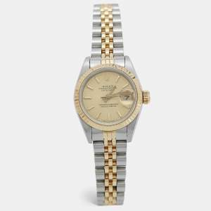 Rolex Champagne 18K Yellow Gold And Stainless Steel Datejust 69173 Women's Wristwatch 26 mm