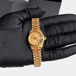 Rolex 18k Yellow Gold Datejust 6927 Automatic Women's Wristwatch 26 mm