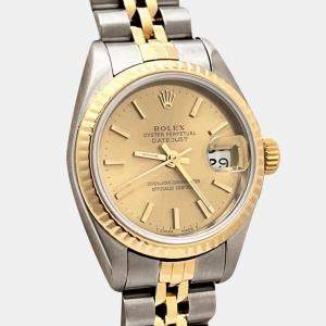 Rolex Champagne 18k Yellow Gold Stainless Steel Datejust 69173 Automatic Women's Wristwatch 26 mm