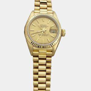 Rolex Champagne 18k Yellow Gold President Datejust 69178 Automatic Women's Wristwatch 26 mm