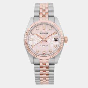 Rolex Pink Diamond 18k Rose Gold Stainless Steel Datejust 178271 Automatic Women's Wristwatch 31 mm