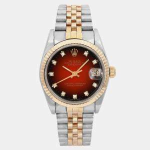 Rolex Red 18k Yellow Gold Stainless Steel Datejust 68273 Automatic Women's Wristwatch 31 mm