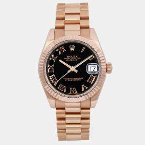 Rolex Black 18k Rose Gold Datejust 178275 Automatic Women's Wristwatch 31 mm