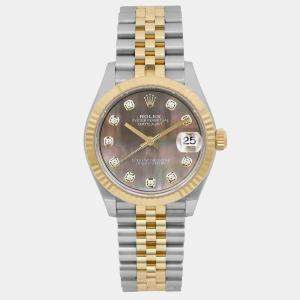 Rolex Grey Diamond 18k Yellow Gold Stainless Steel Datejust 278273 Automatic Women's Wristwatch 31 mm