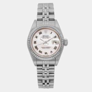 Rolex MOP 18K White Gold Stainless Steel Datejust 79174 Automatic Women's Wristwatch 26 mm