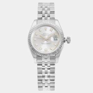 Rolex Silver Stainless Steel Datejust 179174 Automatic Women's Wristwatch 26 mm