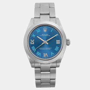 Rolex Blue Stainless Steel Oyster Perpetual 177200 Automatic Women's Wristwatch 31 mm