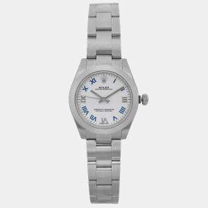 Rolex White Stainless Steel Oyster Perpetual 177200 Automatic Women's Wristwatch 31 mm