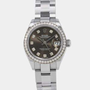 Rolex Grey Stainless Steel Diamond Lady Datejust 279384RBR Automatic Women's Wristwatch 28mm