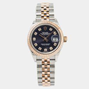 Rolex Purple 18K Rose Gold Stainless Steel Datejust 279171 Automatic Women's Wristwatch 28mm
