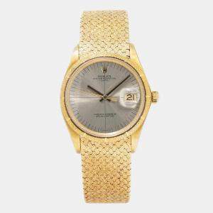 Rolex Day-Date Zephyr 1510 Grey Dial 18K Yellow Gold Women's Wristwatch 34 mm