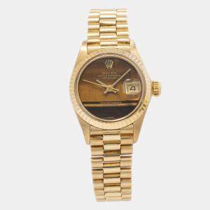 Rolex Datejust 6917 Brown Dial 18K Yellow Gold Automatic Women's Wristwatch 26 mm
