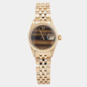 Rolex Brown 18K Yellow Gold Lady Datejust 6917 Automatic Women's Wristwatch 26mm