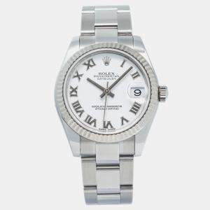 Rolex White Stainless Steel Datejust 178274 Automatic Women's Wristwatch 31mm