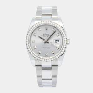 Rolex Silver Stainless Steel Datejust 116244 Automatic Women's Wristwatch 36mm