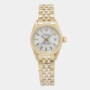 Rolex Datejust 6917 Tiffany & Co Automatic White 18k Yellow Gold Women's Wristwatch 26mm
