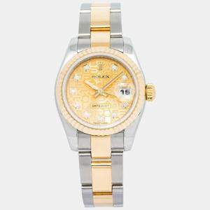 Rolex Datejust 179173 Automatic Champagne 18k Yellow Gold Stainless Steel Diamond Women's Wristwatch 26 mm
