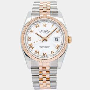 Rolex Datejust 116231 Automatic White 18k Rose Gold Stainless Steel Women's Wristwatch 36 mm