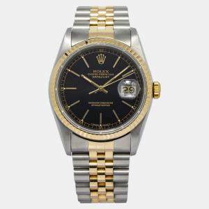 Rolex Datejust 16233 Automatic Black 18k Yellow Gold Stainless Steel Women's Wristwatch 36 mm