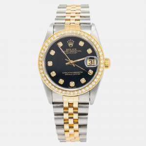 Rolex Datejust 68273 Automatic Black 18K Yellow Gold Stainless Steel Women's Wristwatch 31 mm