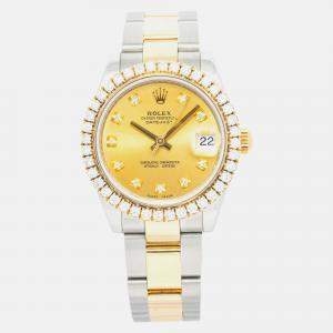 Rolex Datejust 178273 Automatic Champagne 18k Yellow Gold Stainless Steel Diamond Women's Wristwatch 31 mm