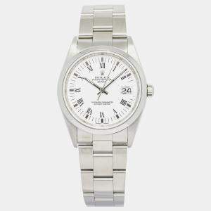 Rolex Oyster Perpetual Date 15200 Automatic White Stainless Steel Women's Wristwatch 34 mm