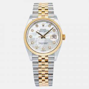 Rolex Datejust 126233 Automatic White 18k Yellow Gold Women's Wristwatch 36 mm