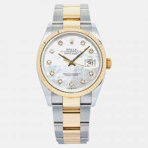 Rolex Datejust 126233 Automatic White 18K Yellow Gold MOP Women's Wristwatch 36 mm