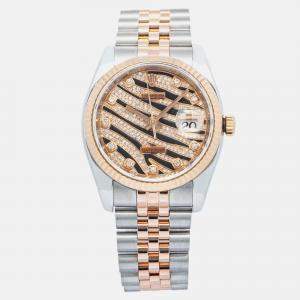 Rolex Datejust 116231 Automatic Zebra Dial 18k Rose Gold Women's Wristwatch 36 mm