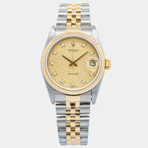 Rolex Datejust 68273 Automatic Champagne 18k Yellow Gold Stainless Steel Diamond Women's Wristwatch 31 mm