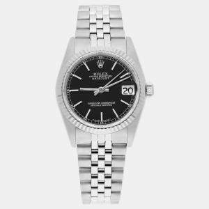 Pre Owned Rolex Datejust 68274 Automatic Black Stainless Steel Women's Wristwatch 31 mm