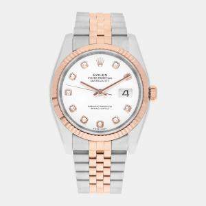 Pre Owned Rolex Datejust 116231 Automatic White 18k Rose Gold Stainless Steel  Women's Wristwatch 36 mm