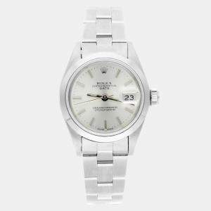 Pre Owned Rolex Oyster Perpetual Date 69160 Automatic Silver Stainless Steel Women's Wristwatch 26 mm