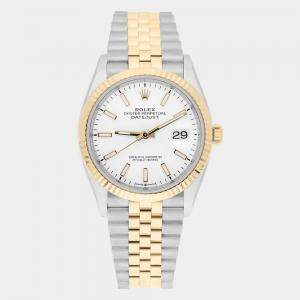 Pre Owned Rolex Datejust 126233 Automatic White 18k Yellow Gold Stainless Steel Women's Wristwatch 36 mm