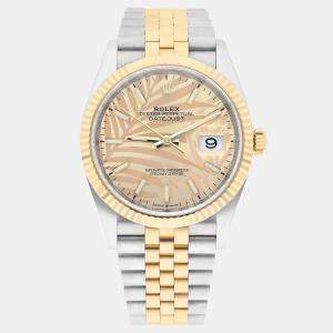 Pre Owned Rolex Datejust 126233 Automatic Champagne 18k Yellow Gold Stainless Steel Women's Wristwatch 36 mm