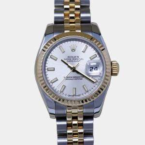 Pre Owned Rolex Datejust 179173 Automatic Silver 18k Yellow Gold Stainless Steel Women's Wristwatch 26 mm