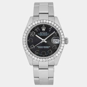 Rolex Datejust 178240 Automatic Customised Black Dial Stainless Steel Women's Wristwatch 31 mm
