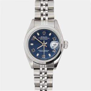 Pre Owned Rolex Datejust 79160 Automatic Blue Stainless Steel Women's Wristwatch 26 mm