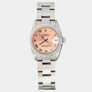 Pre Owned Rolex Datejust 78240 Automatic Salmon Stainless Steel Women's Wristwatch 31 mm