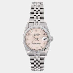 Pre Owned Rolex Datejust 68240 Automatic Cream Stainless Steel Women's Wristwatch 31 mm
