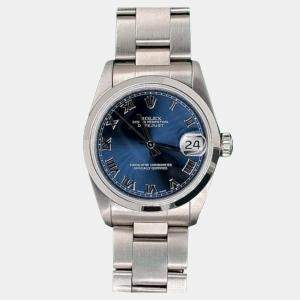 Pre Owned Rolex Datejust 68240 Automatic Blue Stainless Steel Women's Wristwatch 31 mm
