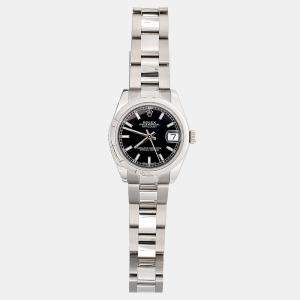 Pre Owned Rolex Datejust 178240 Automatic Black Stainless Steel Women's Wristwatch 31 mm
