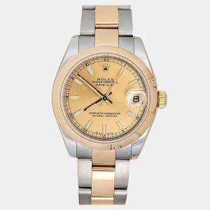 Pre Owned Rolex Datejust 178243 Automatic Champagne 18K Yellow Gold Stainless Steel Men's Wristwatch 31 mm