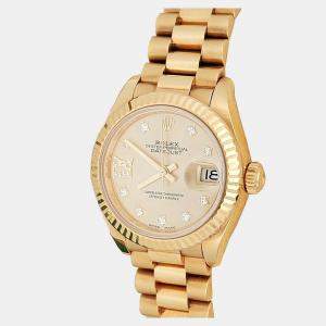 Pre Owned Rolex President Datejust 279178 Automatic Diamond 18K Yellow Gold Women’s Wristwatch 28 mm