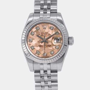 Pre Owned Rolex Datejust 179174 Automatic Pink 18k White Gold Stainless Steel Women's Wristwatch 26 mm
