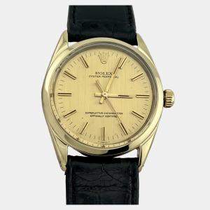 Pre Owned Rolex Oyster Perpetual 1024 Automatic Champagne 18k Yellow Gold Stainless Steel Women's Wristwatch 34 mm