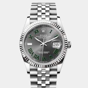 Pre Owned Rolex Datejust 126234-0045 Automatic Wimbledon Dial Stainless Steel Men's Wristwatch 36 mm