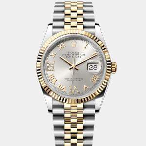 Pre Owned Rolex Datejust 126233-0031 Automatic Silver Diamond 18K Yellow Gold Stainless Steel Women’s Wristwatch 36 mm